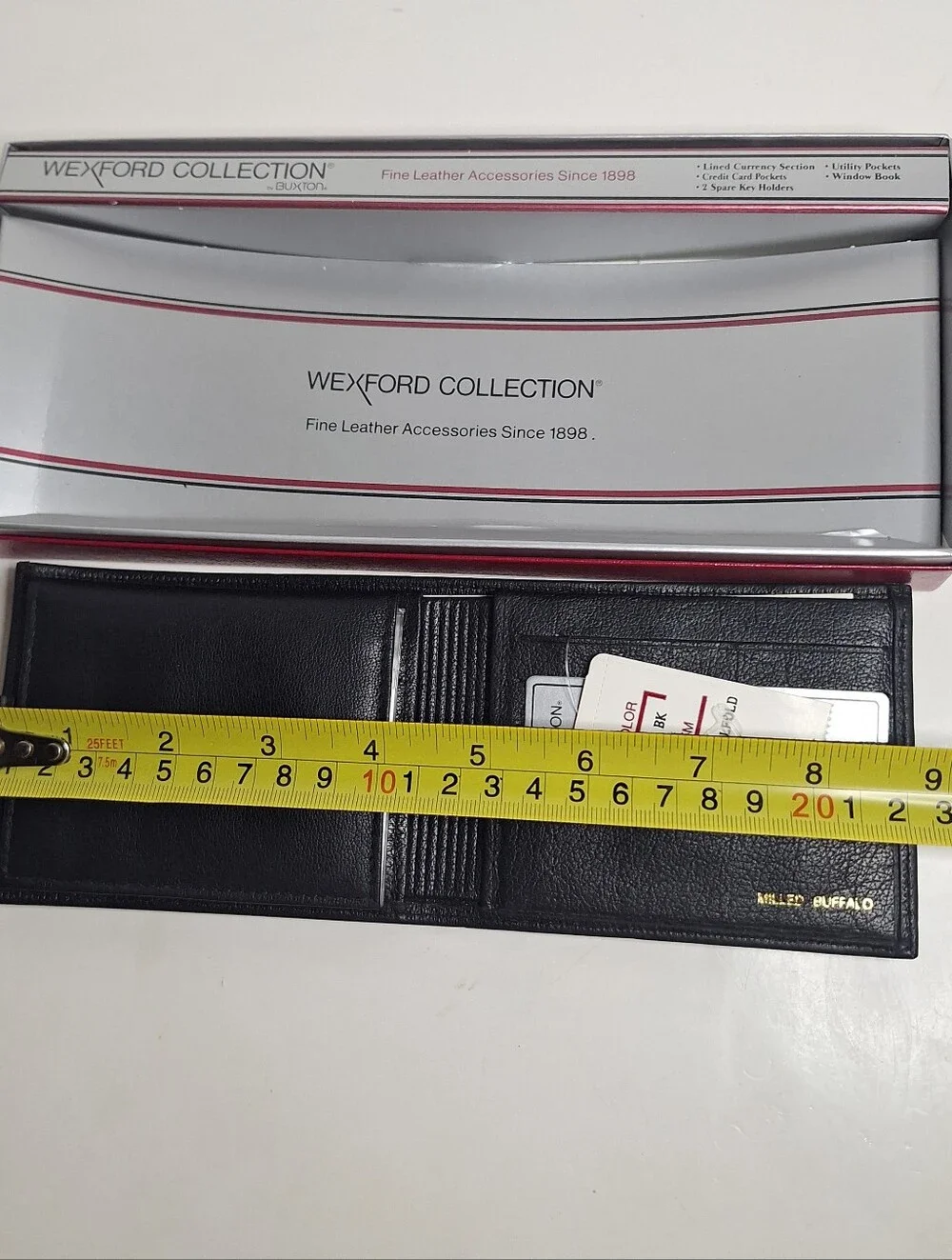 Buxton Genuine Leather Credit Card Billfold Wallet Black Milled Leather NEW